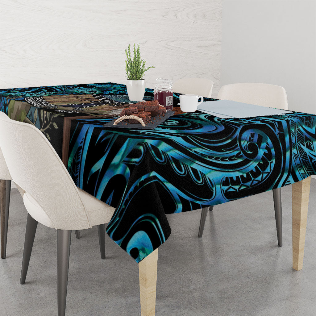 New Zealand Tui Bird Taiaha Tablecloth Maori Weapon Paua Shell Mix Silver Fern LT14 - Polynesian Pride
