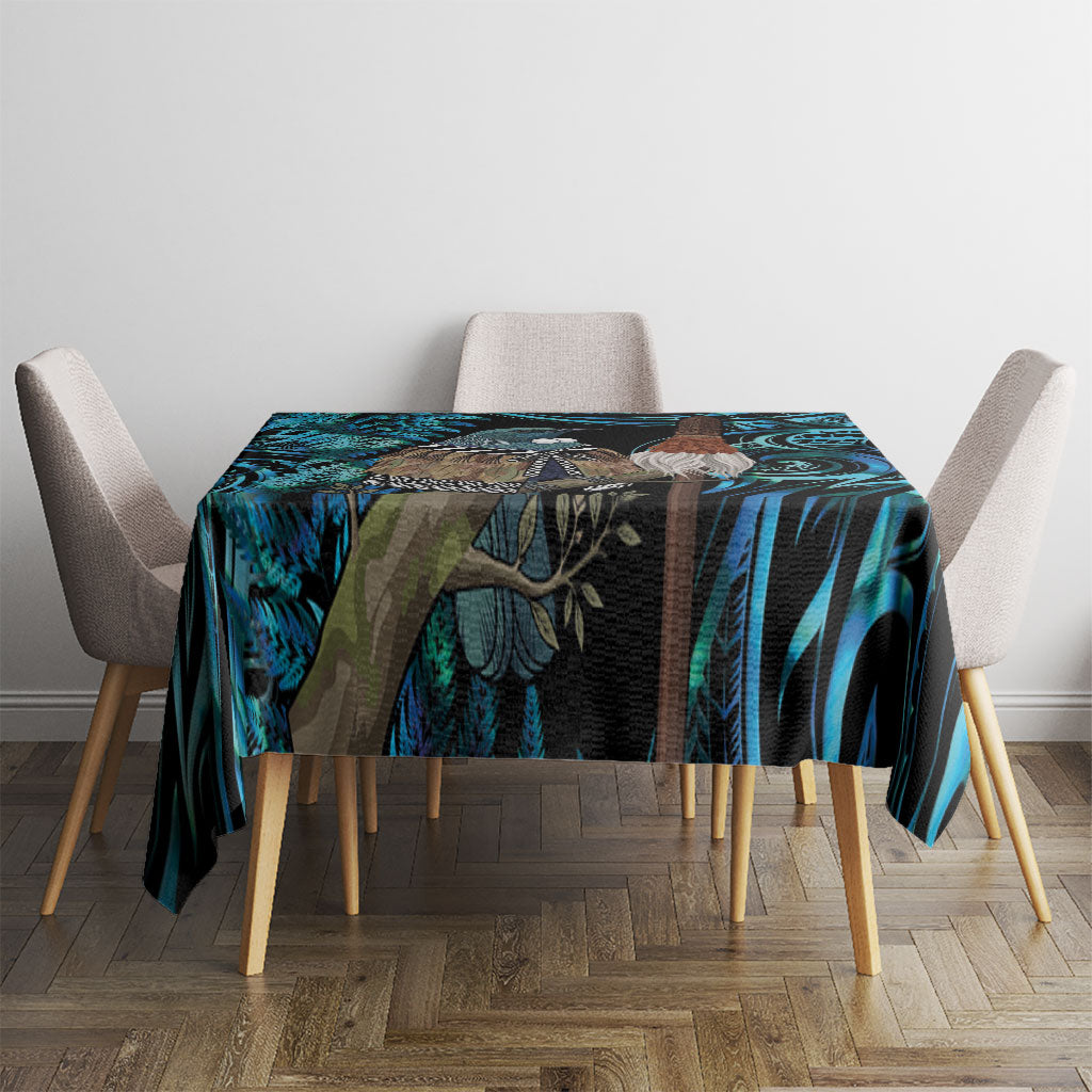 New Zealand Tui Bird Taiaha Tablecloth Maori Weapon Paua Shell Mix Silver Fern LT14 - Polynesian Pride