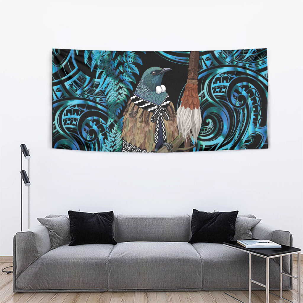 New Zealand Tui Bird Taiaha Tapestry Maori Weapon Paua Shell Mix Silver Fern LT14 - Polynesian Pride