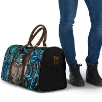 New Zealand Tui Bird Taiaha Travel Bag Maori Weapon Paua Shell Mix Silver Fern LT14 - Polynesian Pride
