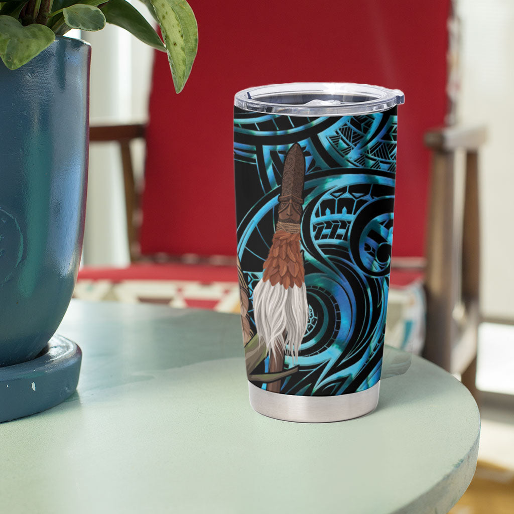 New Zealand Tui Bird Taiaha Tumbler Cup Maori Weapon Paua Shell Mix Silver Fern LT14 - Polynesian Pride