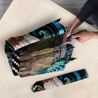 New Zealand Tui Bird Taiaha Umbrella Maori Weapon Paua Shell Mix Silver Fern LT14 - Polynesian Pride