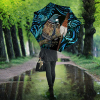 New Zealand Tui Bird Taiaha Umbrella Maori Weapon Paua Shell Mix Silver Fern LT14 - Polynesian Pride