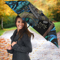 New Zealand Tui Bird Taiaha Umbrella Maori Weapon Paua Shell Mix Silver Fern LT14 - Polynesian Pride