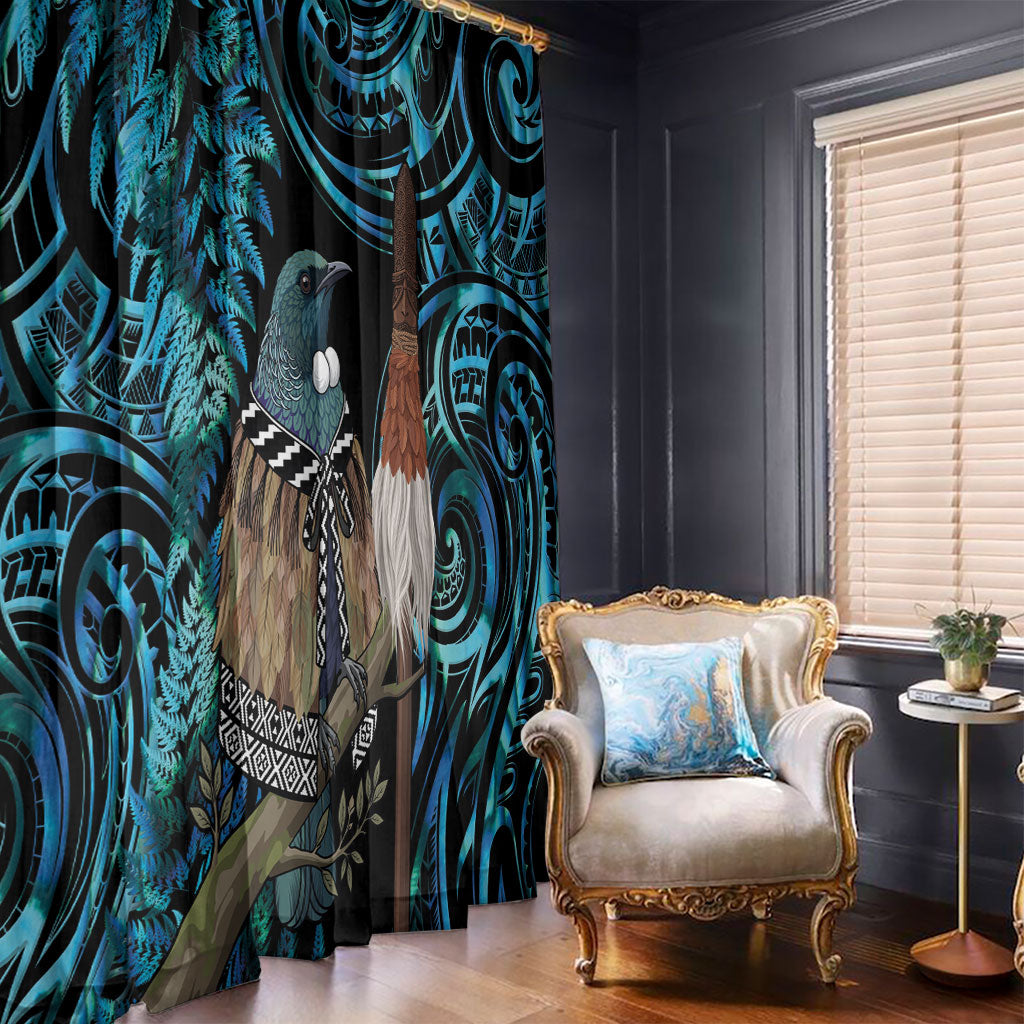 New Zealand Tui Bird Taiaha Window Curtain Maori Weapon Paua Shell Mix Silver Fern LT14 - Polynesian Pride