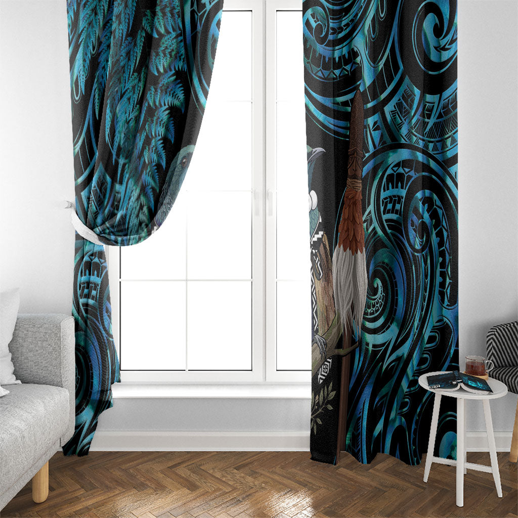 New Zealand Tui Bird Taiaha Window Curtain Maori Weapon Paua Shell Mix Silver Fern LT14 - Polynesian Pride