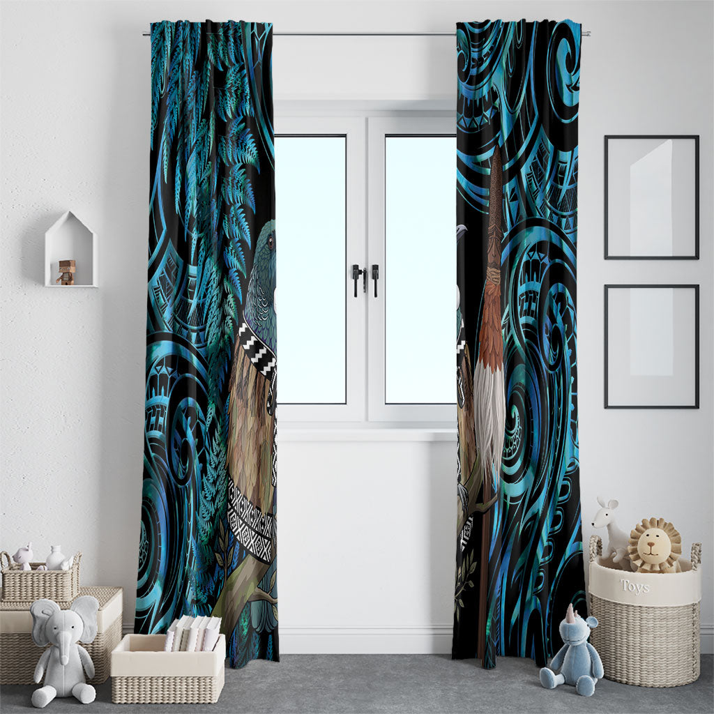 New Zealand Tui Bird Taiaha Window Curtain Maori Weapon Paua Shell Mix Silver Fern LT14 - Polynesian Pride