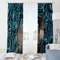 New Zealand Tui Bird Taiaha Window Curtain Maori Weapon Paua Shell Mix Silver Fern LT14 - Polynesian Pride