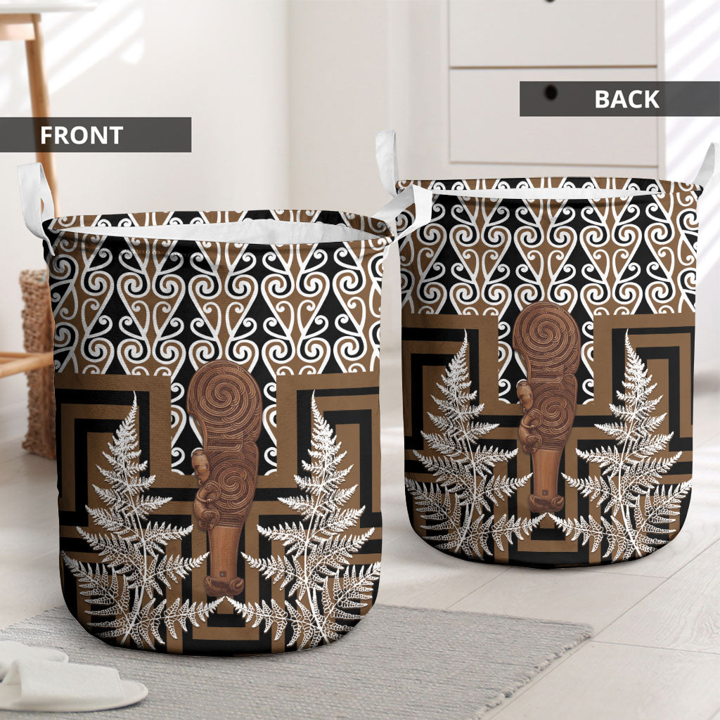 Wahaika New Zealand Laundry Basket Maori Weapon Kowhaiwhai Fern Poutama Motifs LT14 - Polynesian Pride