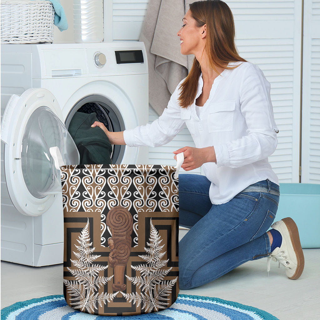 Wahaika New Zealand Laundry Basket Maori Weapon Kowhaiwhai Fern Poutama Motifs LT14 - Polynesian Pride