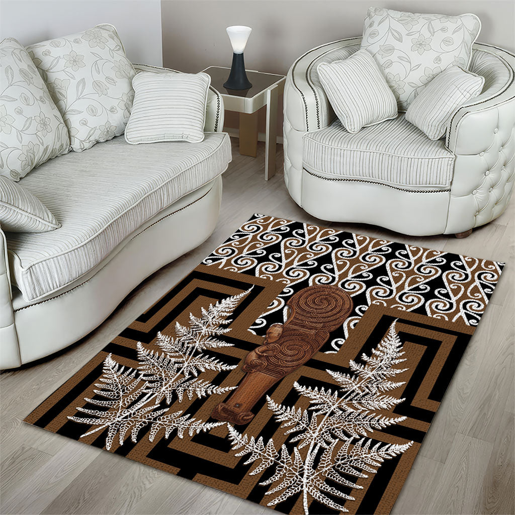 Wahaika New Zealand Area Rug Maori Weapon Kowhaiwhai Fern Poutama Motifs LT14 - Polynesian Pride