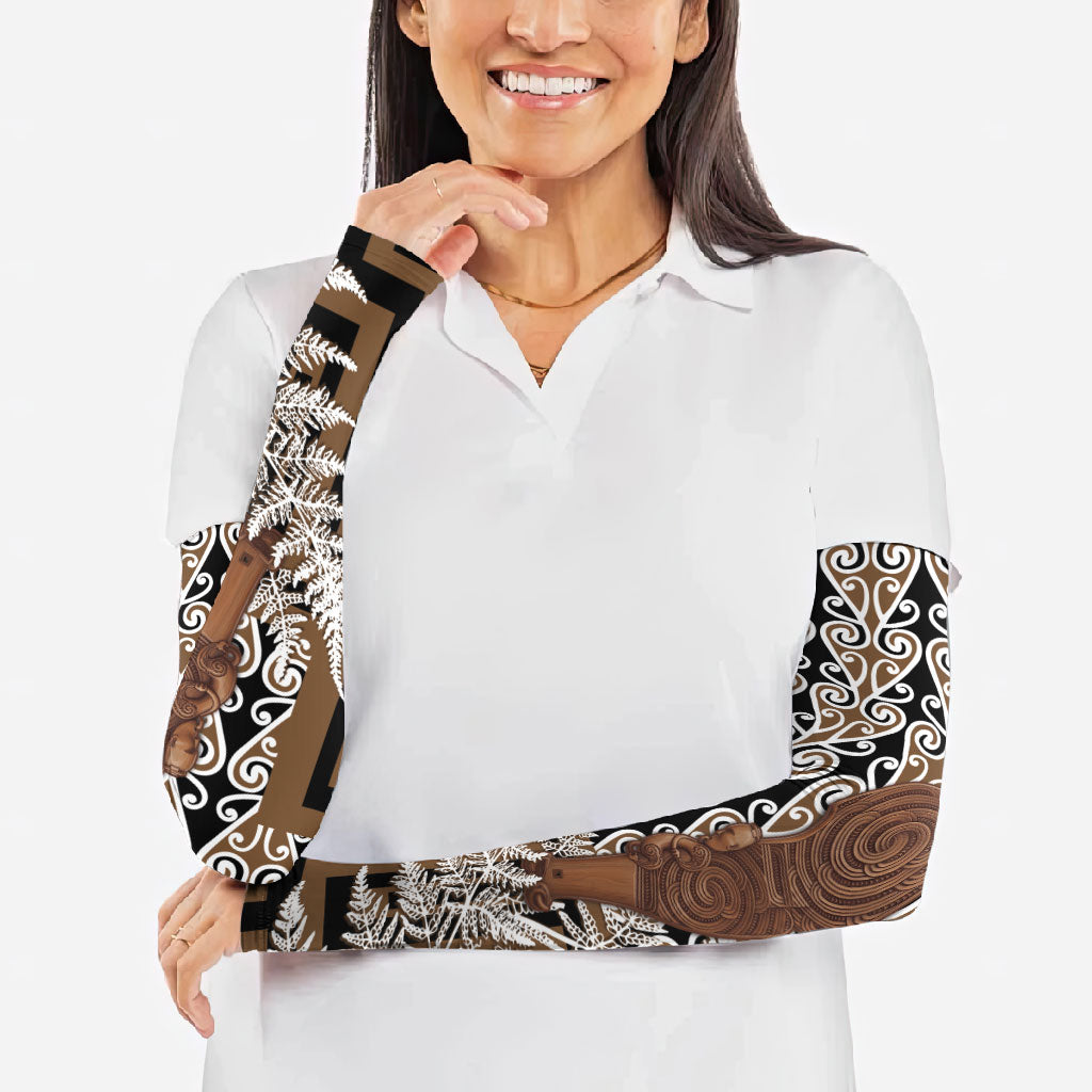 Wahaika New Zealand Arm Sleeves Maori Weapon Kowhaiwhai Fern Poutama Motifs LT14 - Polynesian Pride