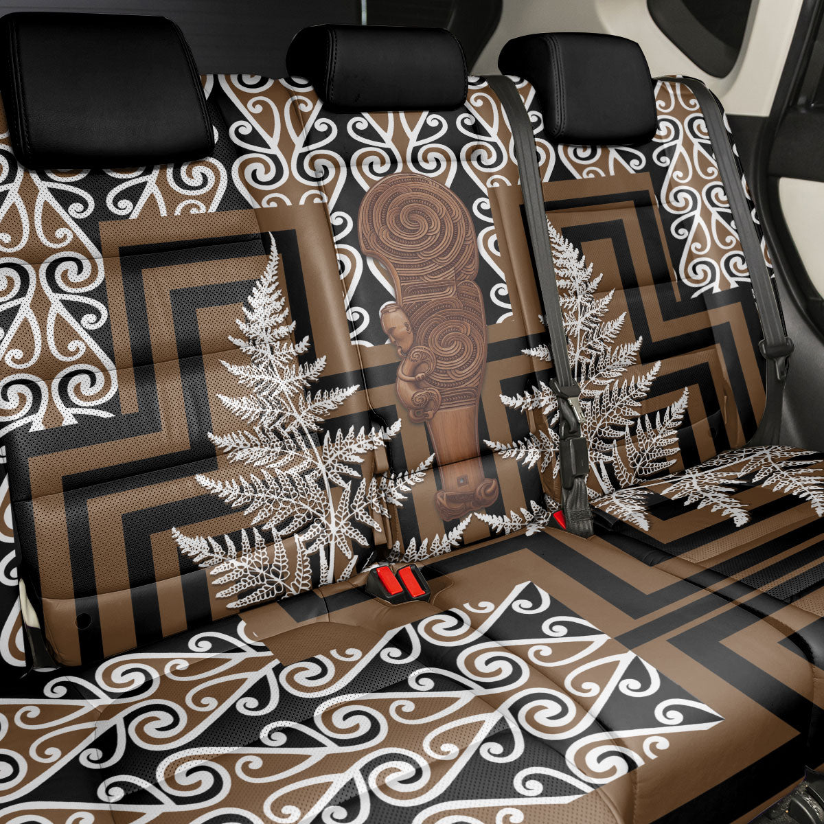Wahaika New Zealand Back Car Seat Cover Maori Weapon Kowhaiwhai Fern Poutama Motifs LT14 - Polynesian Pride