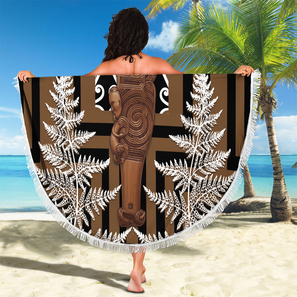 Wahaika New Zealand Beach Blanket Maori Weapon Kowhaiwhai Fern Poutama Motifs LT14 - Polynesian Pride