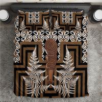 Wahaika New Zealand Bedding Set Maori Weapon Kowhaiwhai Fern Poutama Motifs LT14 Brown - Polynesian Pride