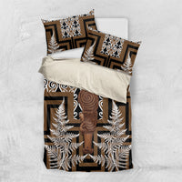 Wahaika New Zealand Bedding Set Maori Weapon Kowhaiwhai Fern Poutama Motifs LT14 US Twin 172cm x 218cm Brown - Polynesian Pride