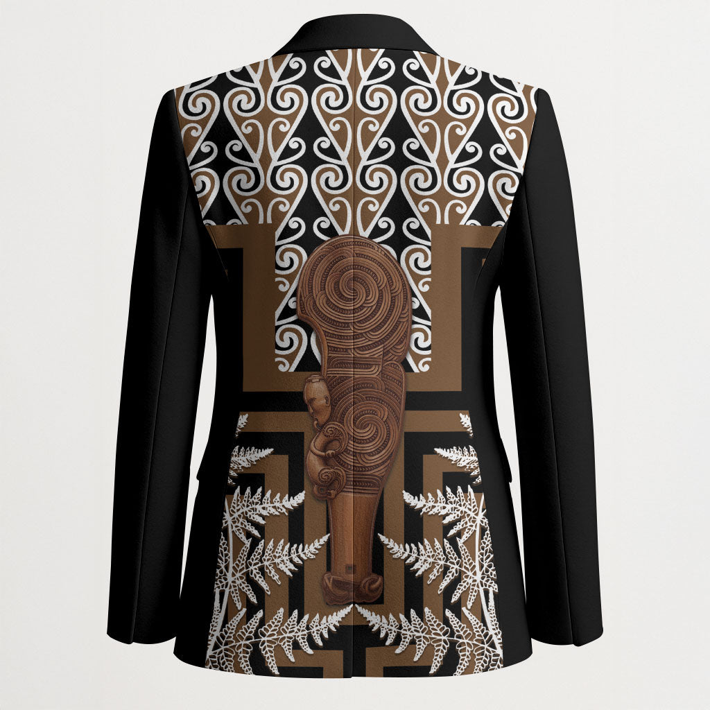 Wahaika New Zealand Blazer Maori Weapon Kowhaiwhai Fern Poutama Motifs LT14 - Polynesian Pride