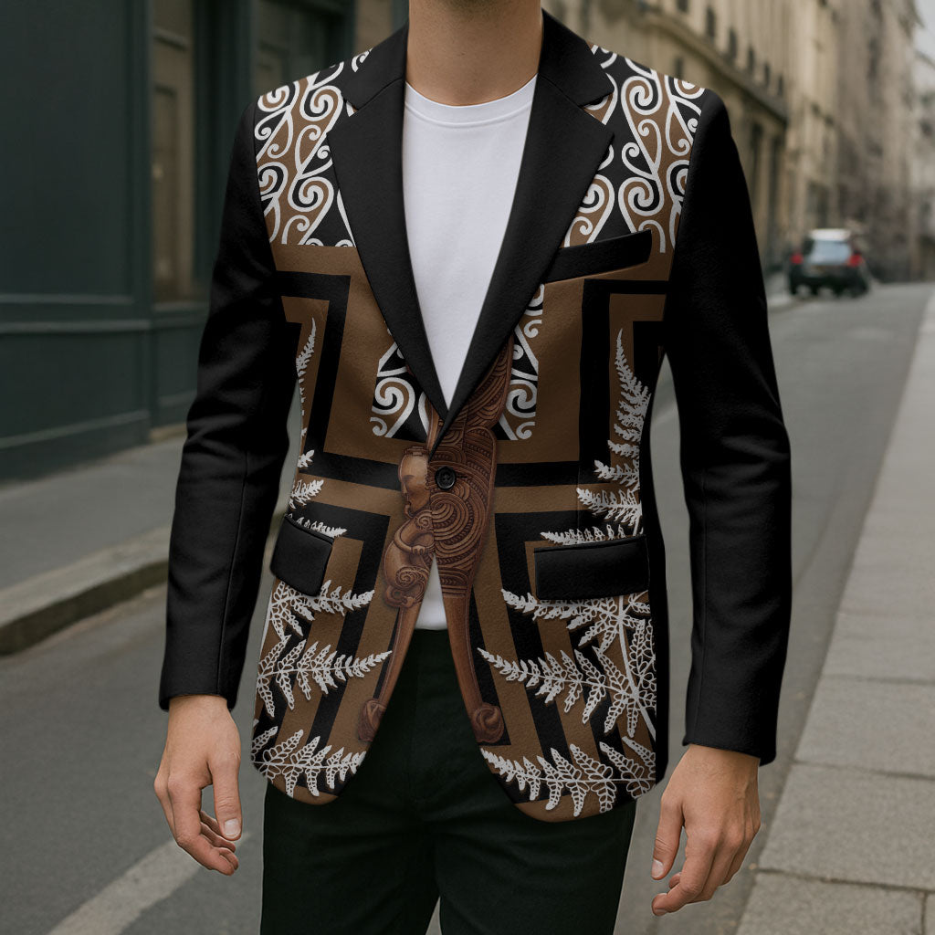 Wahaika New Zealand Blazer Maori Weapon Kowhaiwhai Fern Poutama Motifs LT14 - Polynesian Pride