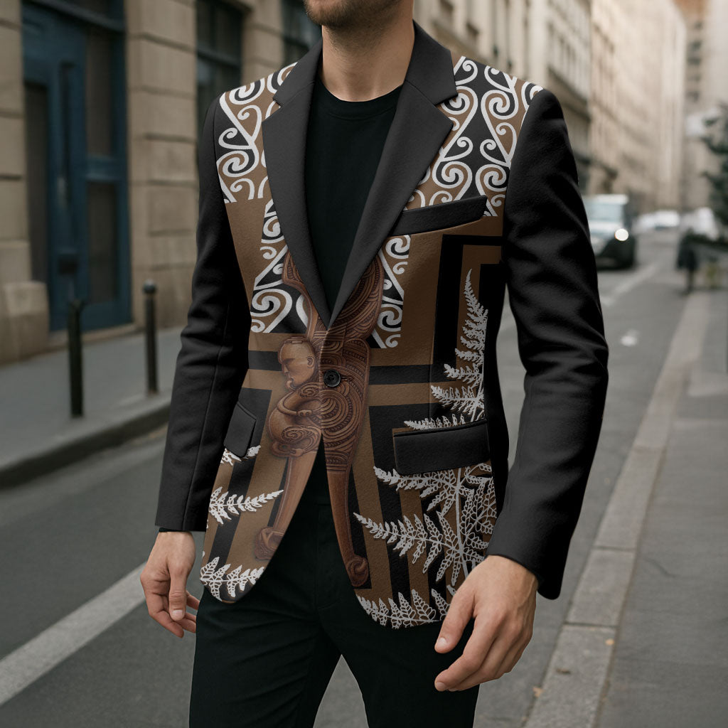 Wahaika New Zealand Blazer Maori Weapon Kowhaiwhai Fern Poutama Motifs LT14 - Polynesian Pride