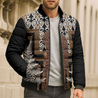 Wahaika New Zealand Bomber Puffer Jacket Maori Weapon Kowhaiwhai Fern Poutama Motifs LT14 - Polynesian Pride