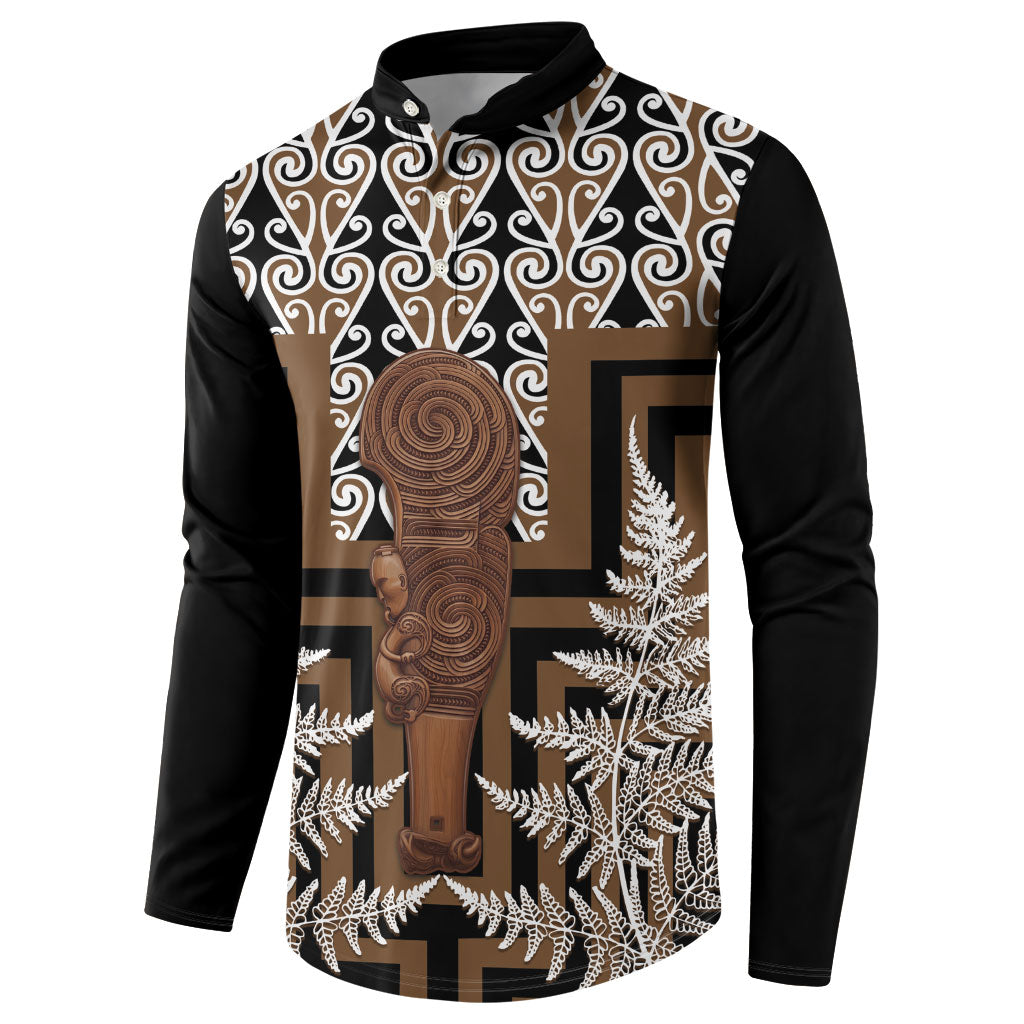 Wahaika New Zealand Button Sweatshirt Maori Weapon Kowhaiwhai Fern Poutama Motifs LT14 - Polynesian Pride