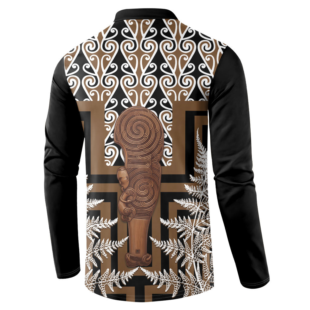 Wahaika New Zealand Button Sweatshirt Maori Weapon Kowhaiwhai Fern Poutama Motifs LT14 - Polynesian Pride