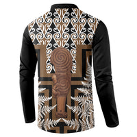 Wahaika New Zealand Button Sweatshirt Maori Weapon Kowhaiwhai Fern Poutama Motifs LT14 - Polynesian Pride