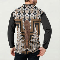 Wahaika New Zealand Button Sweatshirt Maori Weapon Kowhaiwhai Fern Poutama Motifs LT14 - Polynesian Pride