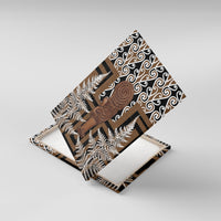 Wahaika New Zealand Canvas Wall Art Maori Weapon Kowhaiwhai Fern Poutama Motifs LT14 With Frame Brown - Polynesian Pride