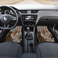 Wahaika New Zealand Car Mats Maori Weapon Kowhaiwhai Fern Poutama Motifs LT14 Set 2pcs - Front Brown - Polynesian Pride