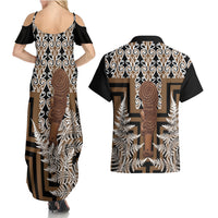 Wahaika New Zealand Couples Matching Summer Maxi Dress and Hawaiian Shirt Maori Weapon Kowhaiwhai Fern Poutama Motifs LT14 - Polynesian Pride