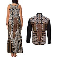 Wahaika New Zealand Couples Matching Tank Maxi Dress and Long Sleeve Button Shirt Maori Weapon Kowhaiwhai Fern Poutama Motifs LT14 - Polynesian Pride