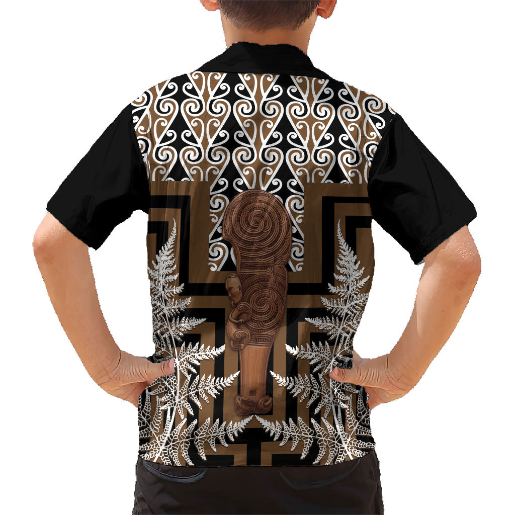 Wahaika New Zealand Family Matching Off Shoulder Maxi Dress and Hawaiian Shirt Maori Weapon Kowhaiwhai Fern Poutama Motifs LT14 - Polynesian Pride