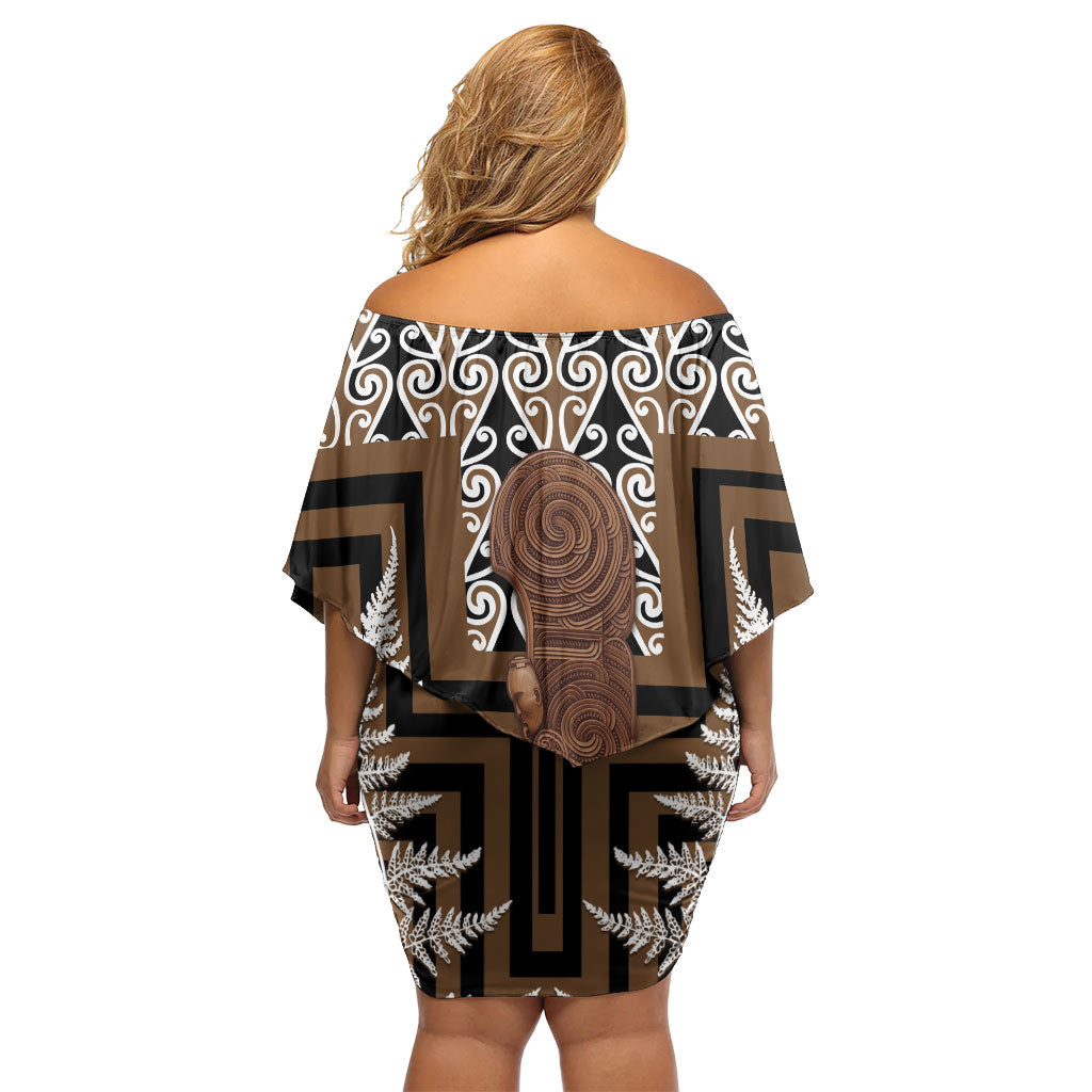 Wahaika New Zealand Family Matching Off Shoulder Short Dress and Hawaiian Shirt Maori Weapon Kowhaiwhai Fern Poutama Motifs LT14 - Polynesian Pride