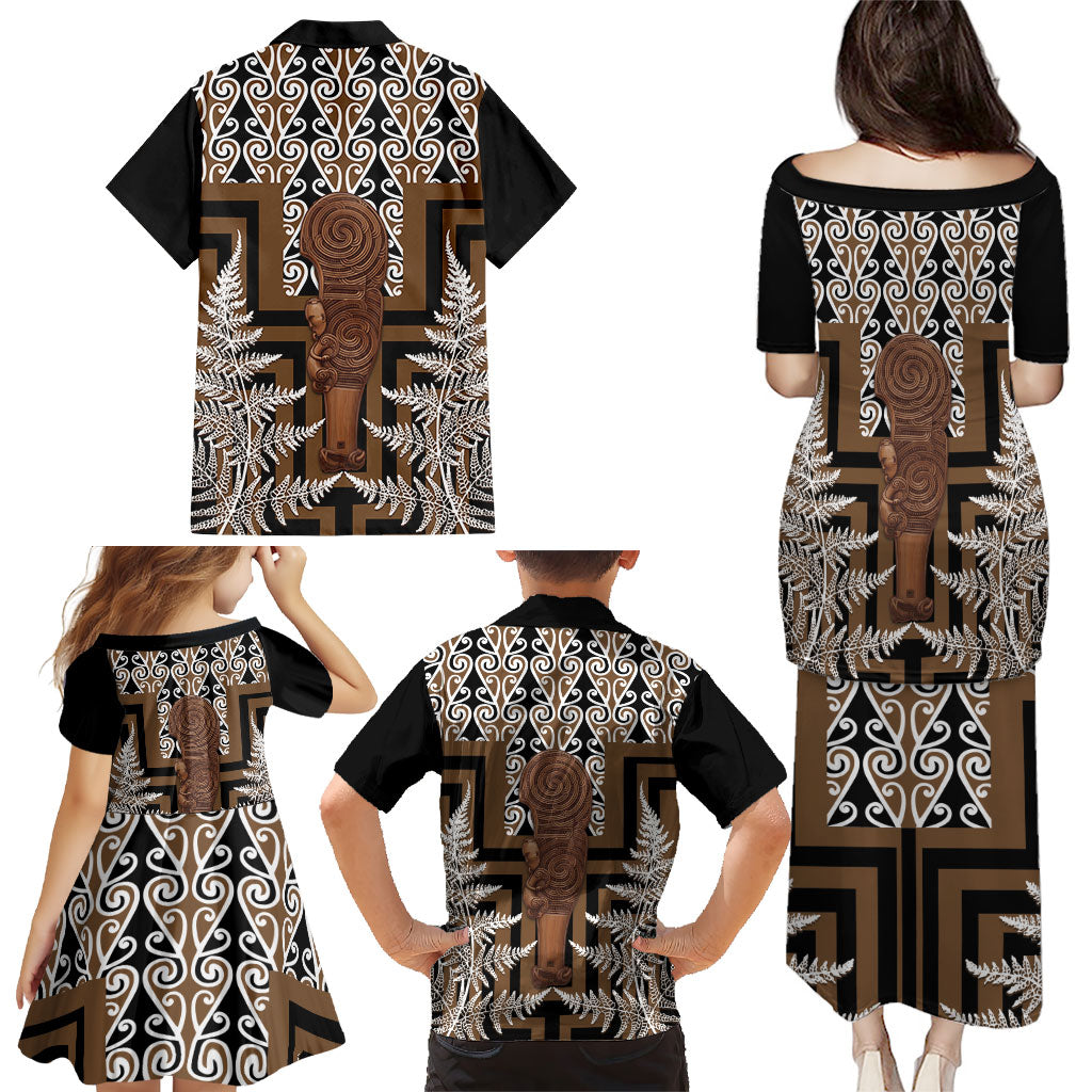Wahaika New Zealand Family Matching Puletasi and Hawaiian Shirt Maori Weapon Kowhaiwhai Fern Poutama Motifs LT14 - Polynesian Pride