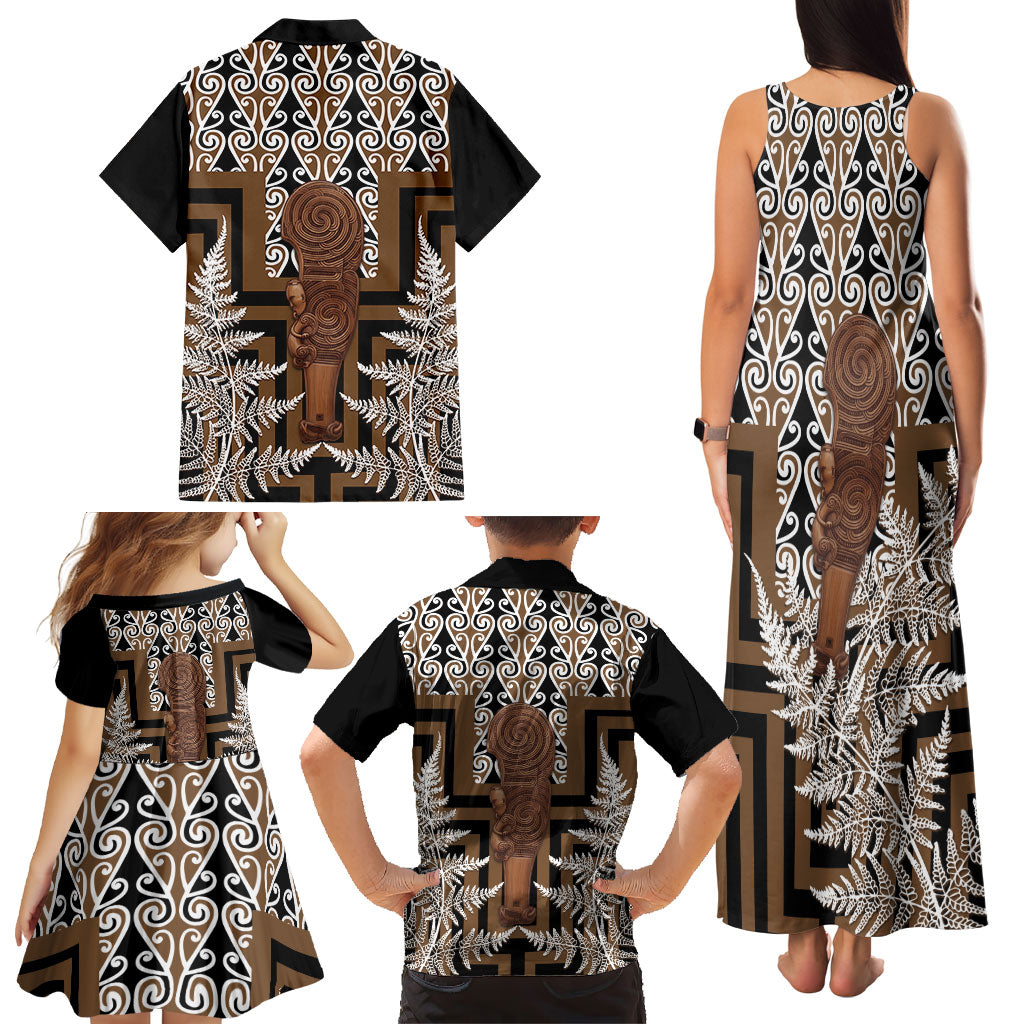 Wahaika New Zealand Family Matching Tank Maxi Dress and Hawaiian Shirt Maori Weapon Kowhaiwhai Fern Poutama Motifs LT14 - Polynesian Pride
