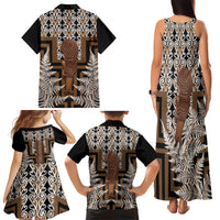 Wahaika New Zealand Family Matching Tank Maxi Dress and Hawaiian Shirt Maori Weapon Kowhaiwhai Fern Poutama Motifs LT14 - Polynesian Pride