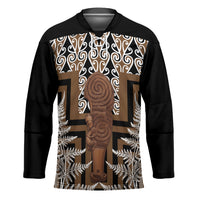 Wahaika New Zealand Hockey Jersey Maori Weapon Kowhaiwhai Fern Poutama Motifs LT14 Unisex Brown - Polynesian Pride