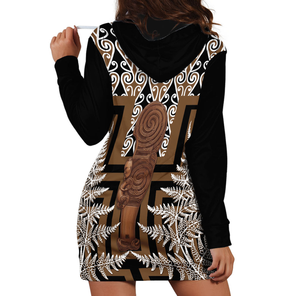 Wahaika New Zealand Hoodie Dress Maori Weapon Kowhaiwhai Fern Poutama Motifs LT14 - Polynesian Pride