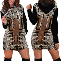 Wahaika New Zealand Hoodie Dress Maori Weapon Kowhaiwhai Fern Poutama Motifs LT14 - Polynesian Pride