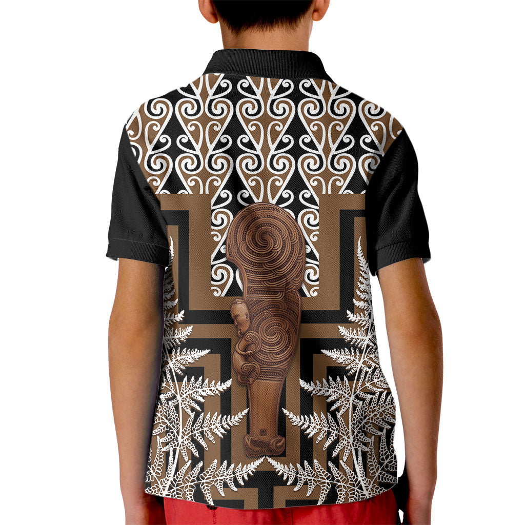 Wahaika New Zealand Kid Polo Shirt Maori Weapon Kowhaiwhai Fern Poutama Motifs LT14 - Polynesian Pride