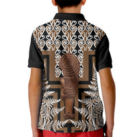 Wahaika New Zealand Kid Polo Shirt Maori Weapon Kowhaiwhai Fern Poutama Motifs LT14 - Polynesian Pride