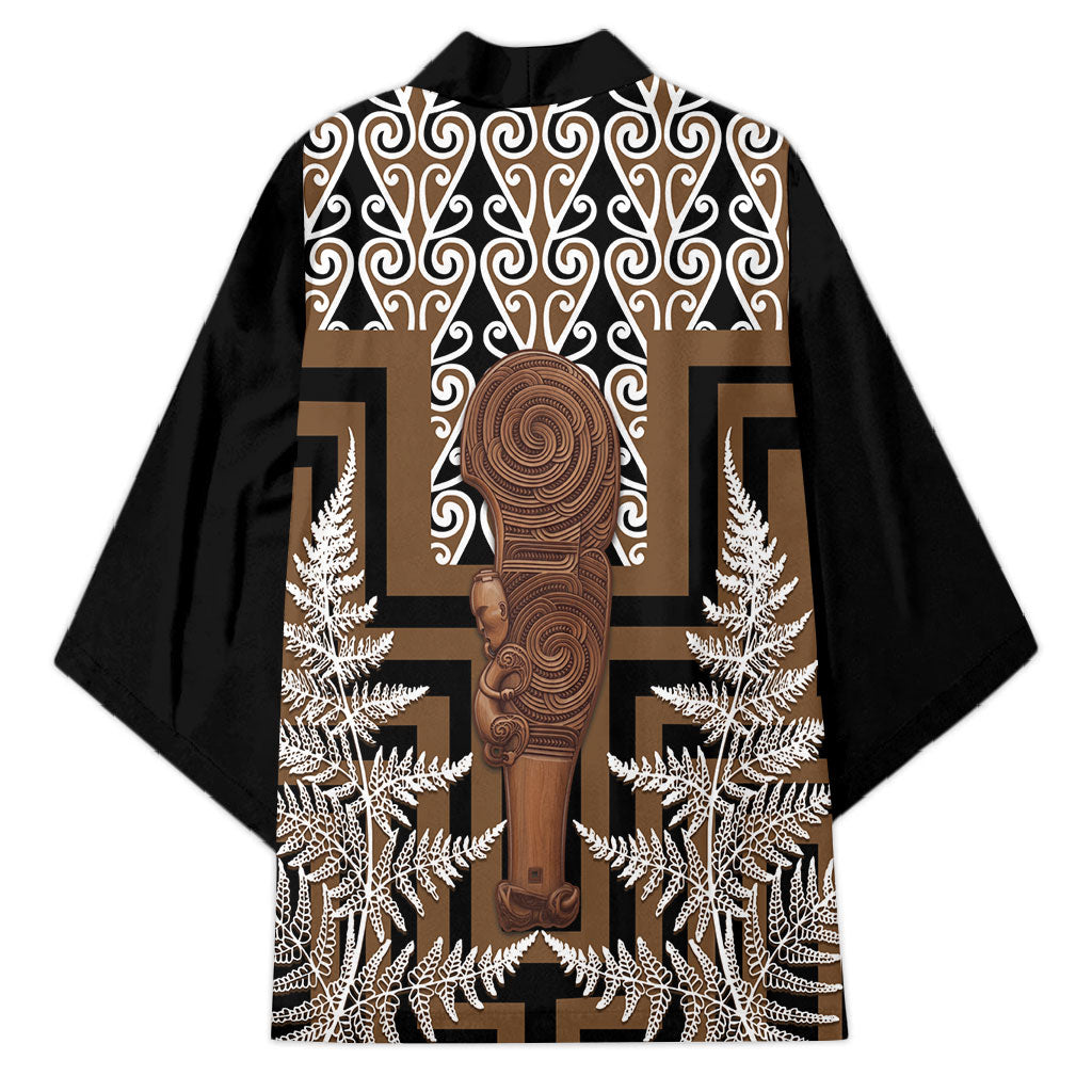 Wahaika New Zealand Kimono Maori Weapon Kowhaiwhai Fern Poutama Motifs LT14 - Polynesian Pride