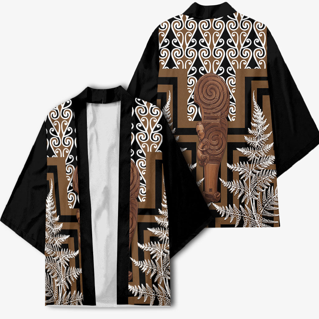 Wahaika New Zealand Kimono Maori Weapon Kowhaiwhai Fern Poutama Motifs LT14 - Polynesian Pride