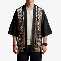 Wahaika New Zealand Kimono Maori Weapon Kowhaiwhai Fern Poutama Motifs LT14 - Polynesian Pride