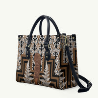 Wahaika New Zealand Leather Bag Maori Weapon Kowhaiwhai Fern Poutama Motifs LT14 Brown - Polynesian Pride