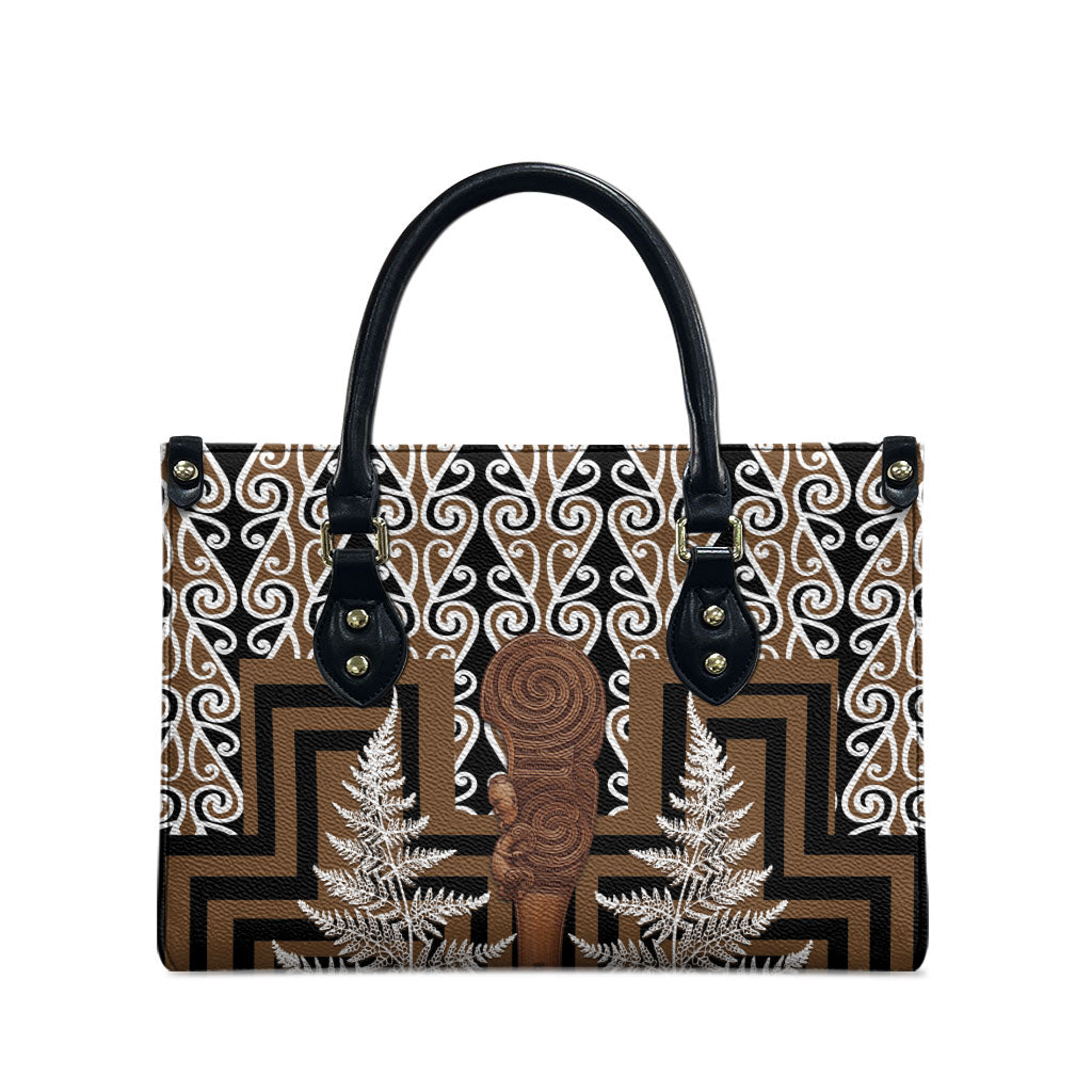 Wahaika New Zealand Leather Bag Maori Weapon Kowhaiwhai Fern Poutama Motifs LT14 - Polynesian Pride