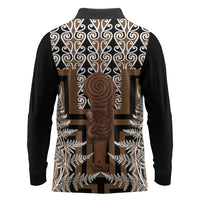 Wahaika New Zealand Long Sleeve Polo Shirt Maori Weapon Kowhaiwhai Fern Poutama Motifs LT14 - Polynesian Pride