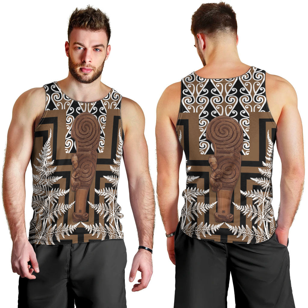 Wahaika New Zealand Men Tank Top Maori Weapon Kowhaiwhai Fern Poutama Motifs LT14 - Polynesian Pride