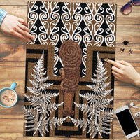 Wahaika New Zealand Puzzle Maori Weapon Kowhaiwhai Fern Poutama Motifs LT14 Brown - Polynesian Pride